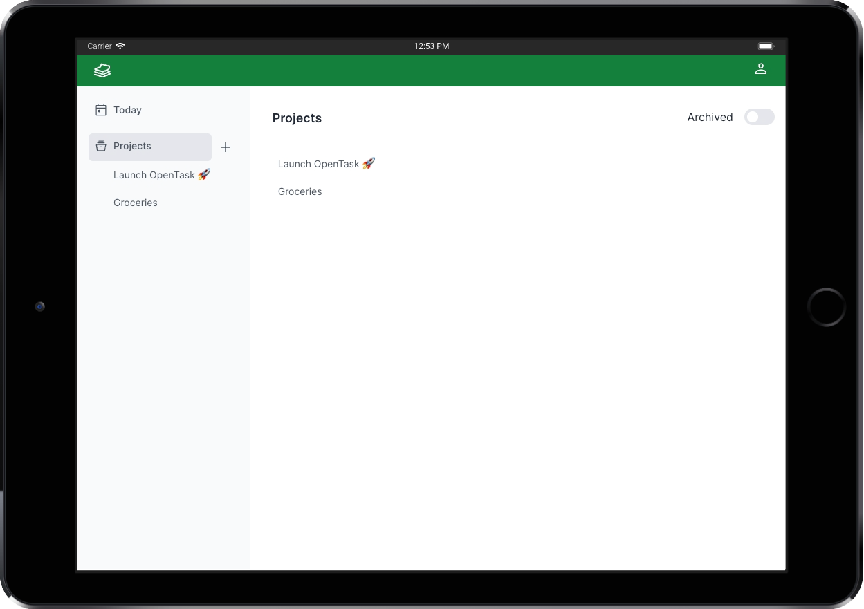 Active Projects Page - OpenTask