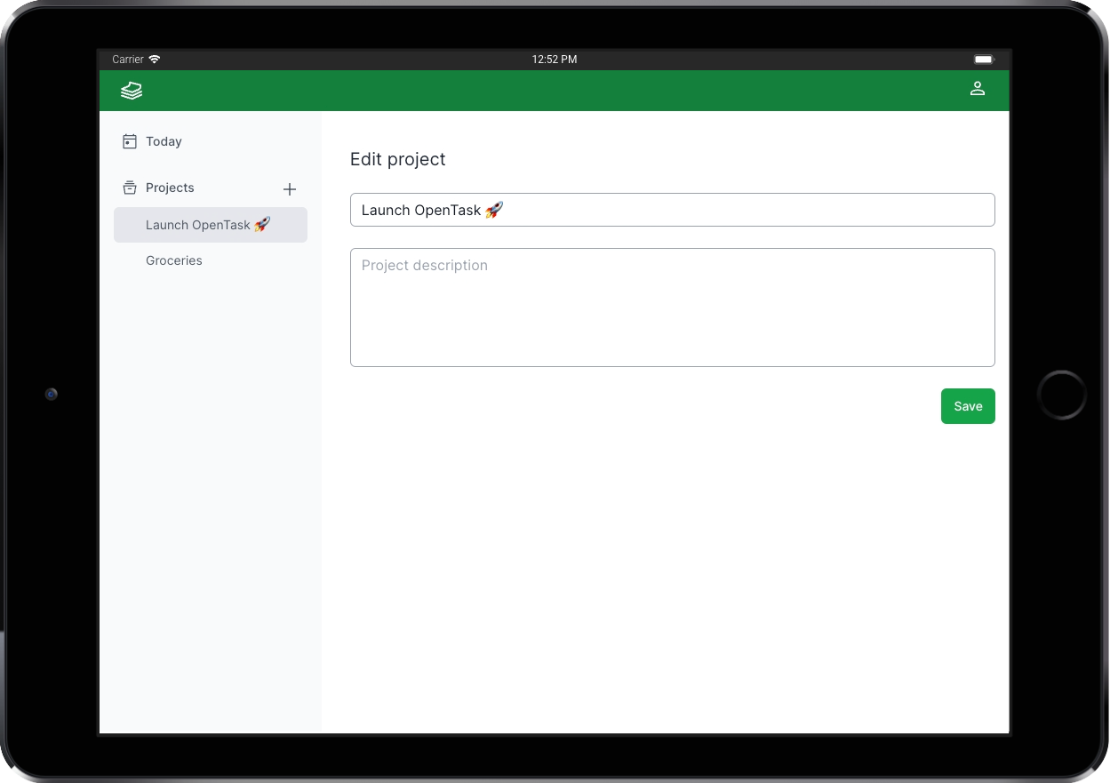 Edit Project Page - OpenTask