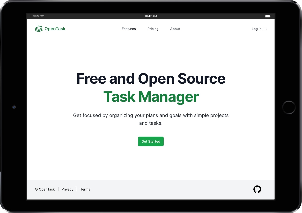 Landing Page - OpenTask