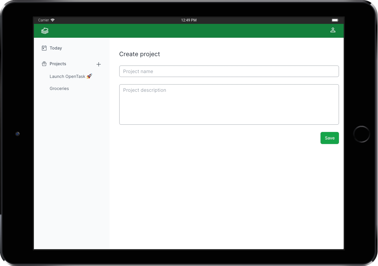 New Project Page - OpenTask