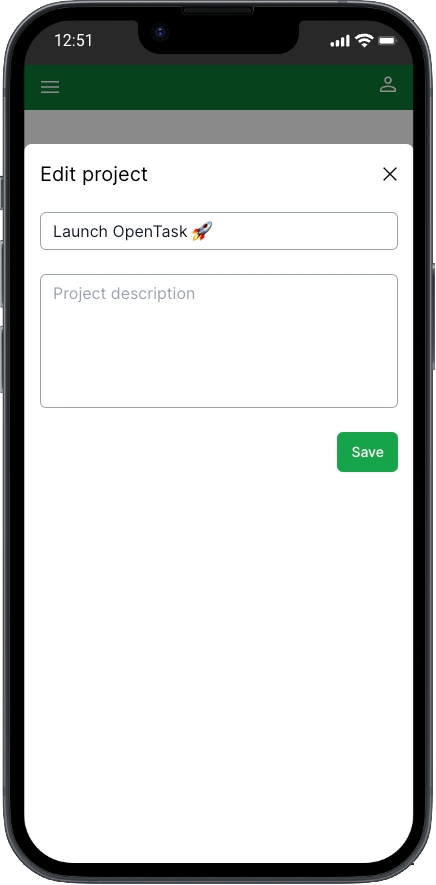 Edit Project Dialog Page