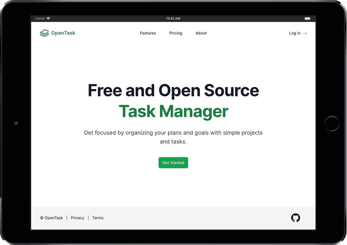 Landing Page -
OpenTask